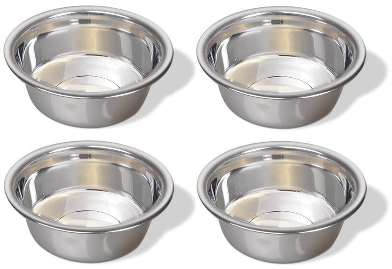 Greendale - 4 Pack - 6.75 Cup Capacity - Stainless Steel Metal Dog Bowls - Perfect for Dog Food and Water. Wrong Size? Click to Look at Our Size Options. - Image 1